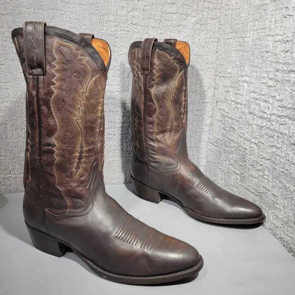 Dan Post Earp Mens Size US 10 Creed Brown Leather Western Pull On Cowboy Boots - Picture 8 of 12